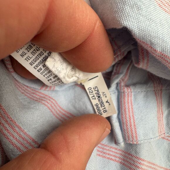 American Eagle Seriously Soft Button Down Shirt Mens XXL Red Blue Striped Cotton - Picture 6 of 15